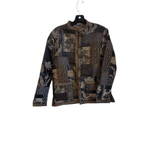 Tudor Court by Haband brown patch work style blazer jacket